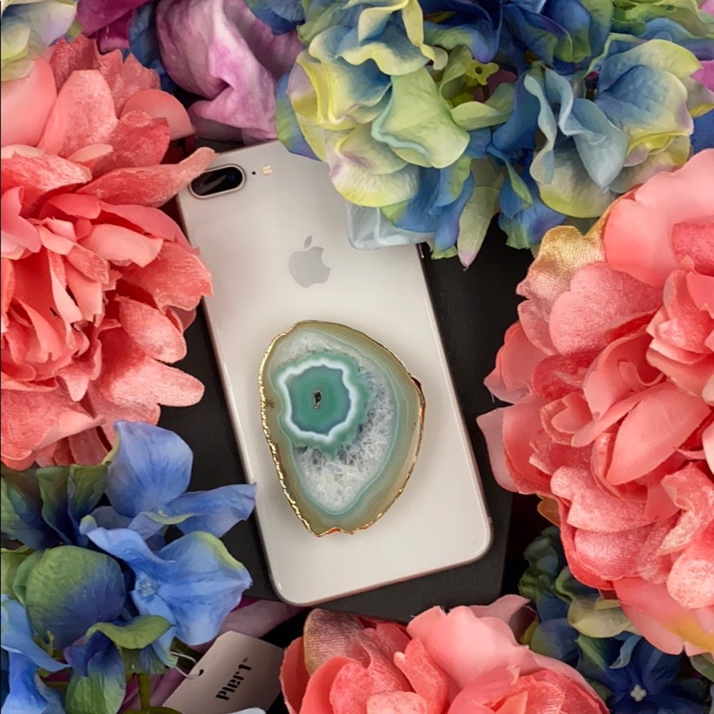 Agate Geode Stone Phone Grip Stand PopSocket 24KGP